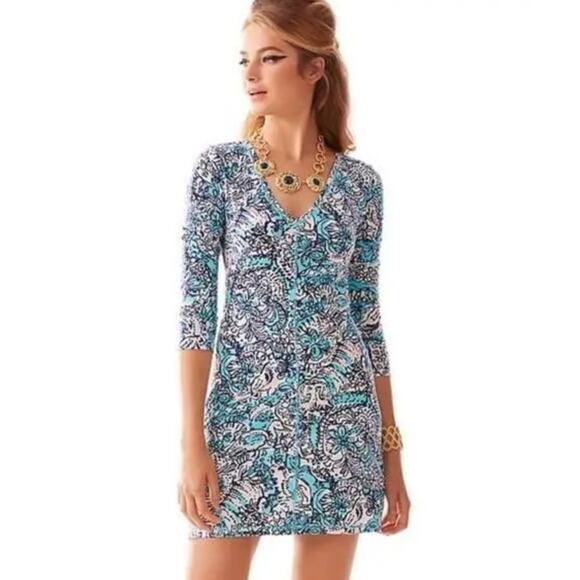 Lilly Pulitzer Blue Floral Juliet Mini Dress Size S - Picture 1 of 6